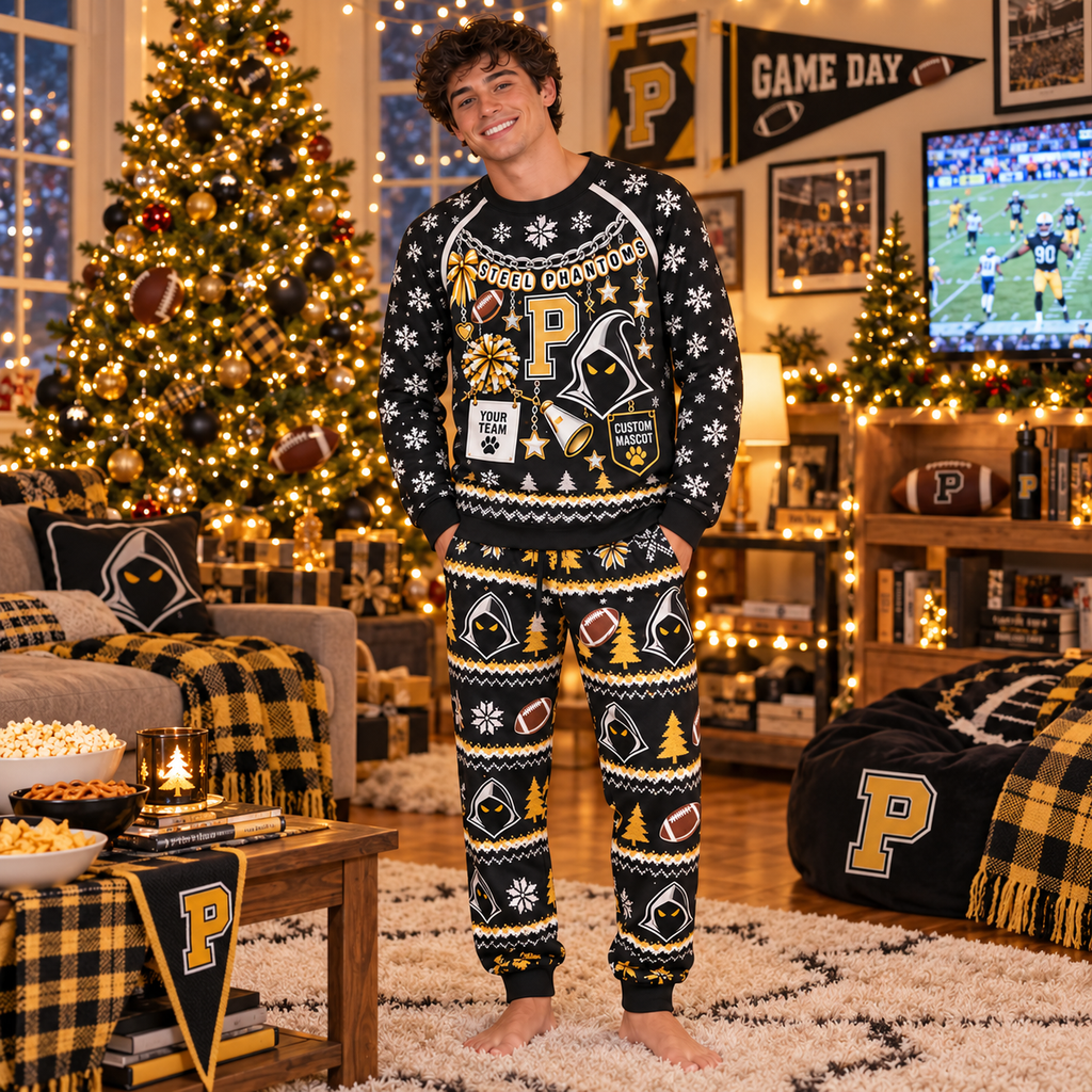 Custom Matching Christmas Pajamas, School Spirit Holiday Loungewear