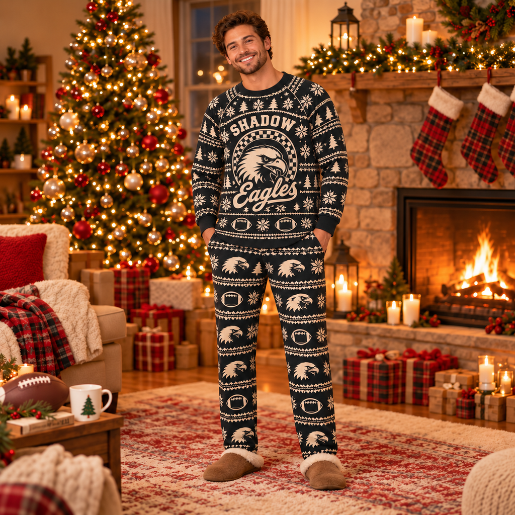 Custom Team Mascot Christmas Pajamas, Personalized Family Loungewear
