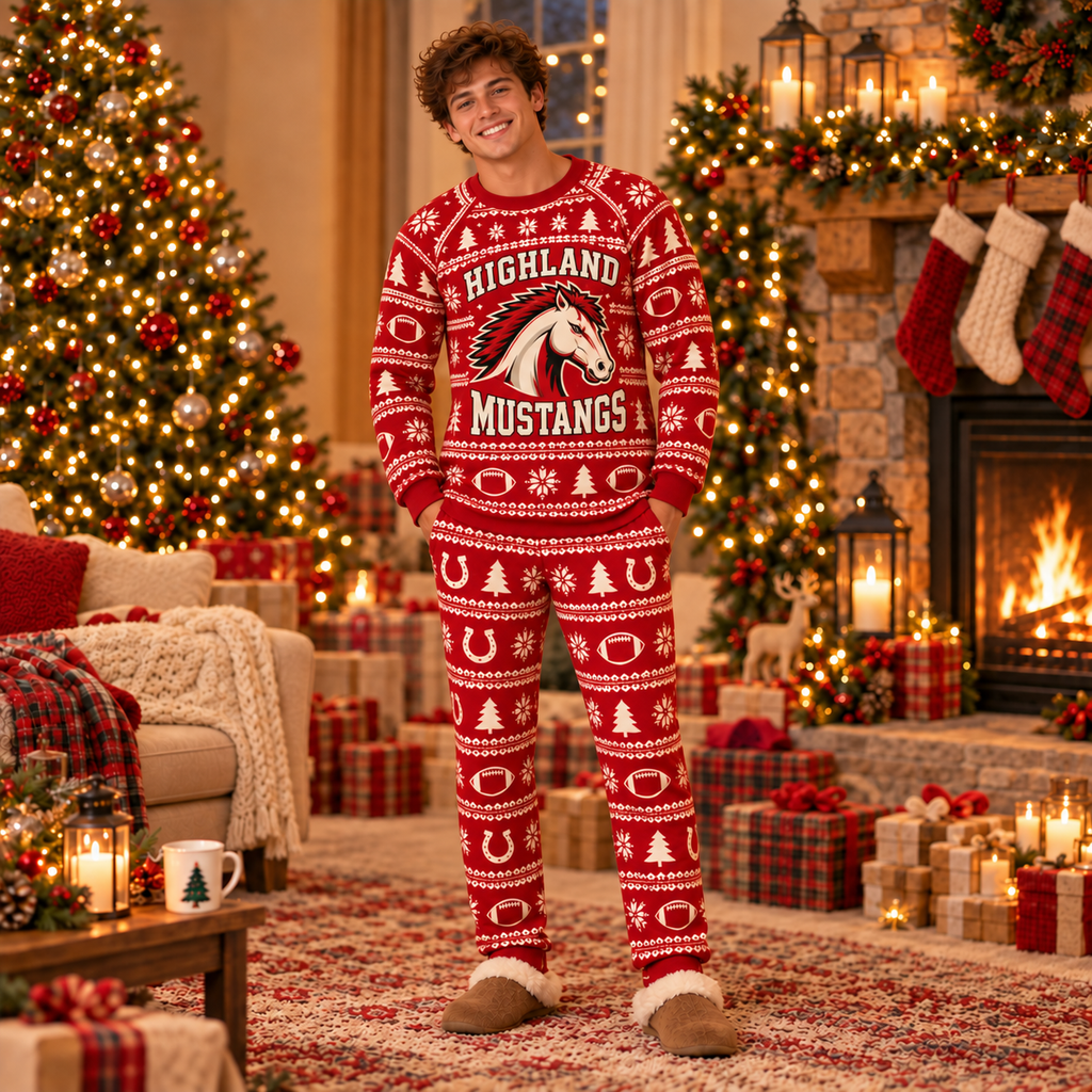 Custom Matching Holiday Sleepwear, School Spirit Christmas Pajama Set