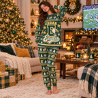 Personalized Team Mascot Holiday Pajamas, Custom School Name Lounge Set