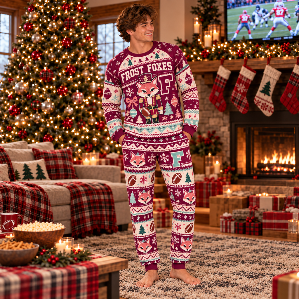Custom Matching Holiday Sleepwear, Festive Team Spirit Pajama Set