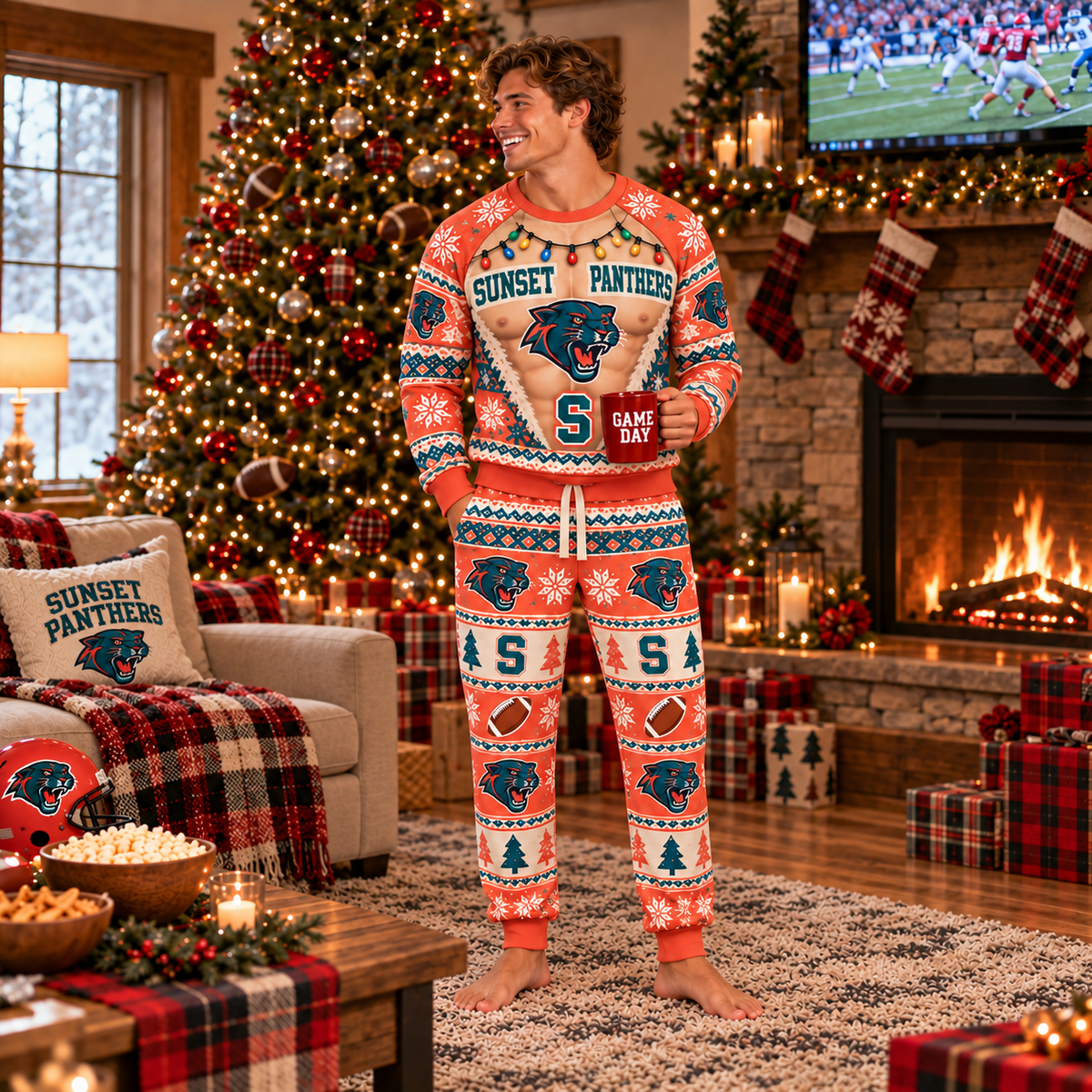Custom Holiday Novelty Pajama Set – view 5