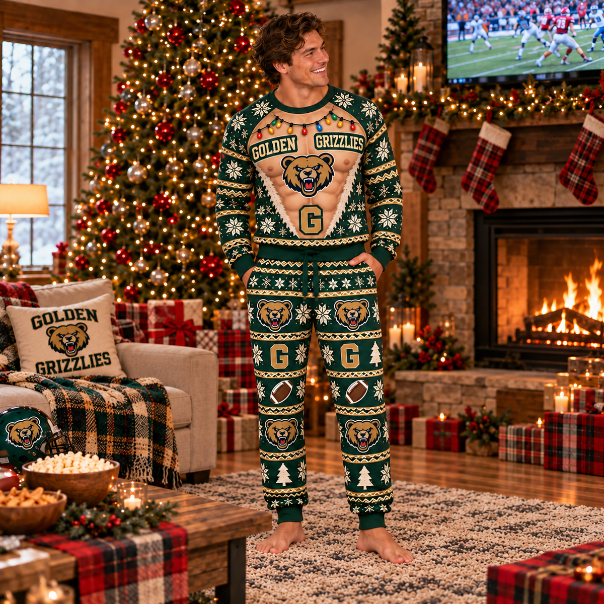 Custom Holiday Novelty Pajama Set – view 6