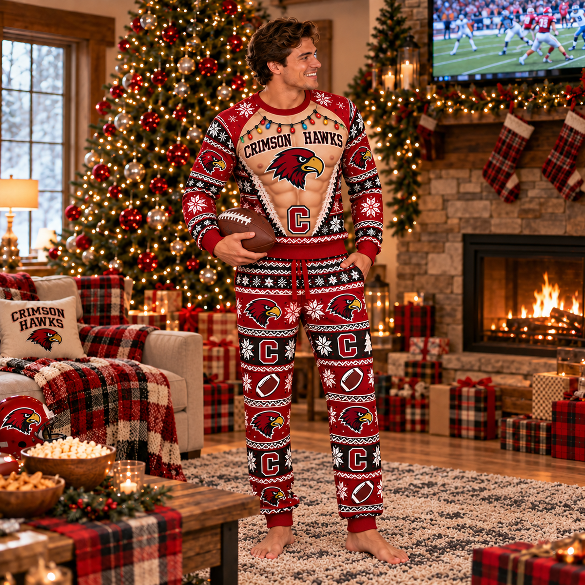 Custom Holiday Novelty Pajama Set – view 4