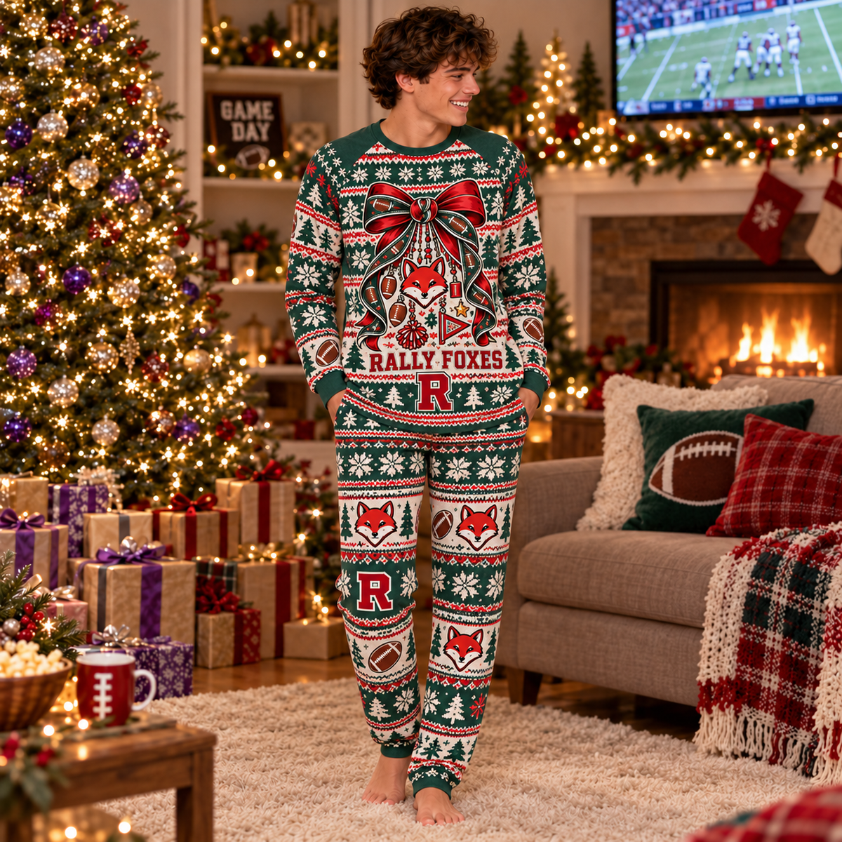 Personalized Team Mascot Holiday Pajamas – view 4