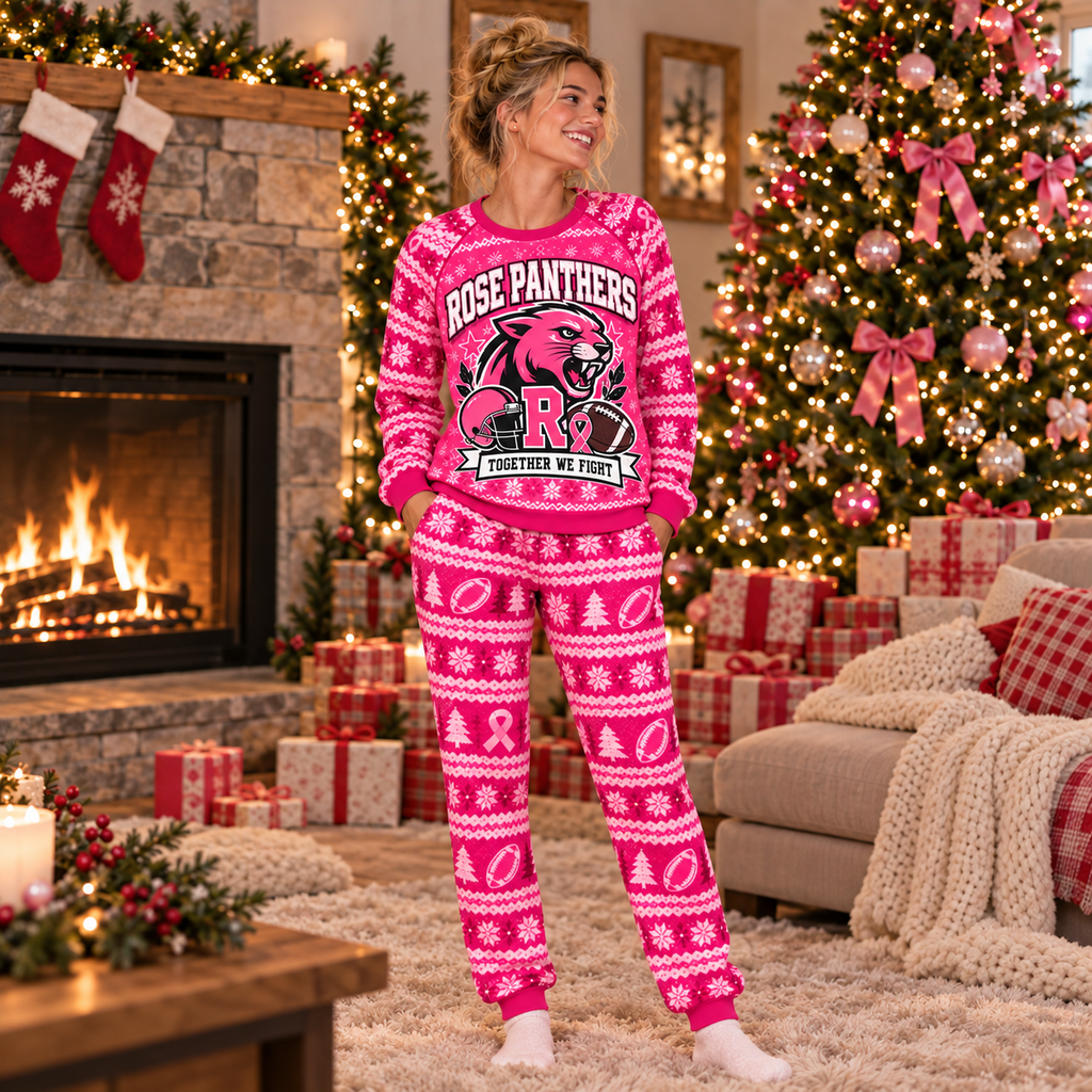 Personalized Pink Mascot Holiday Pajamas – view 5