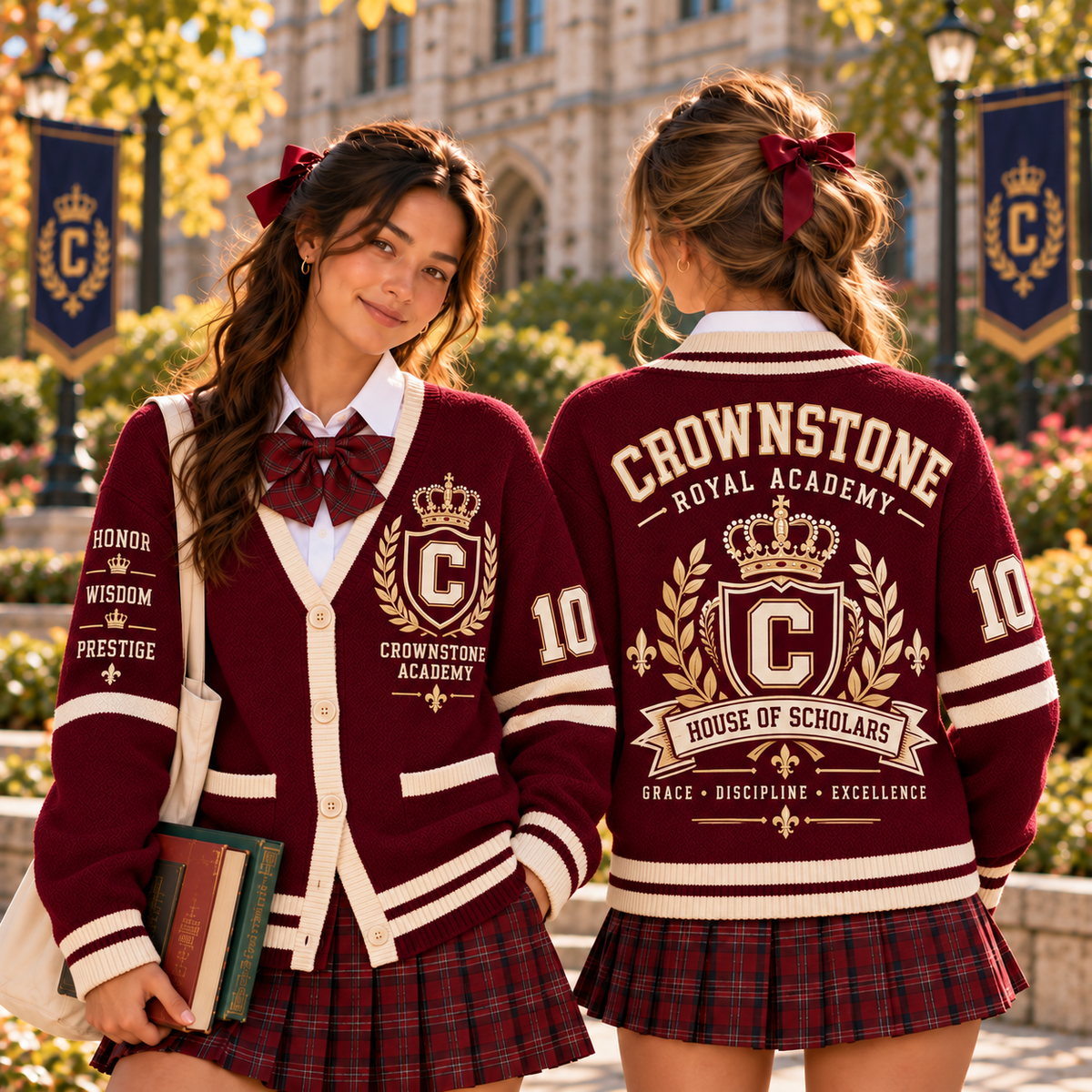 Personalized Academy Cardigan Sweater, Custom School Spirit Senior Gift