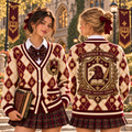 Personalized Argyle Varsity Cardigan, Custom School Spirit Senior Gift