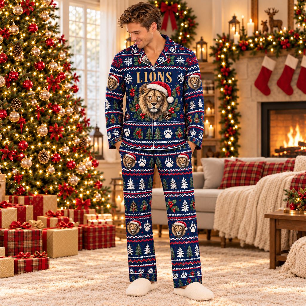 Custom Mascot Christmas Pajamas, School Spirit Satin Sleepwear