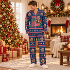 Custom Mascot Football Christmas Pajamas, Matching School Satin Sleepwear