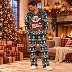 Custom School Mascot Christmas Pajamas, Matching Holiday Satin Sleepwear