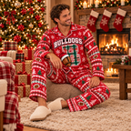 Custom Football Christmas Pajamas, School Team Satin Sleepwear