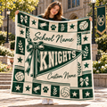 Personalized Coquette Bow Fleece Blanket, Custom School Spirit Fan Gift
