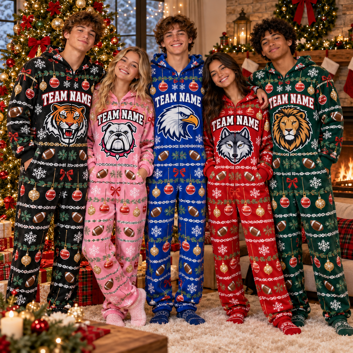 Personalized School Mascot Christmas Pajamas, Cozy Holiday Group Gift