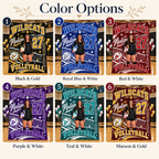 Personalized Volleyball Stadium Throw, Custom Game Day Fleece Blanket