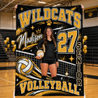 Personalized Volleyball Stadium Throw, Custom Game Day Fleece Blanket