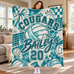 Personalized Volleyball Name and Number Blanket, Custom Team Mascot Throw