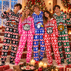 Personalized Candy Cane Mascot Christmas Pajamas, Cozy Family Holiday Gift