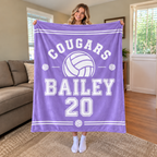 Personalized Volleyball Fleece Blanket, Custom Team Spirit Fan Gift