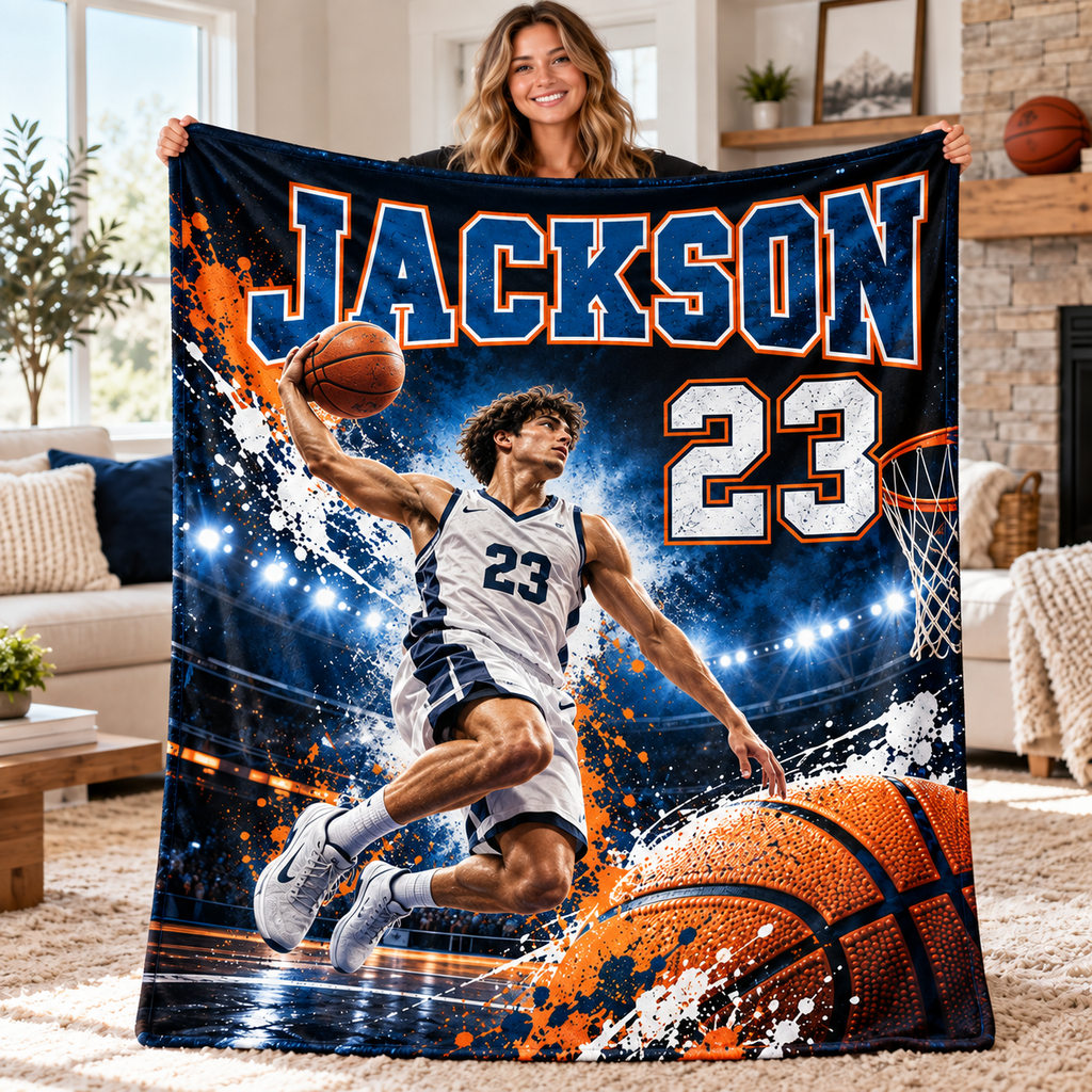 Personalized Volleyball Player Blanket, Custom Female Athlete Senior Gift