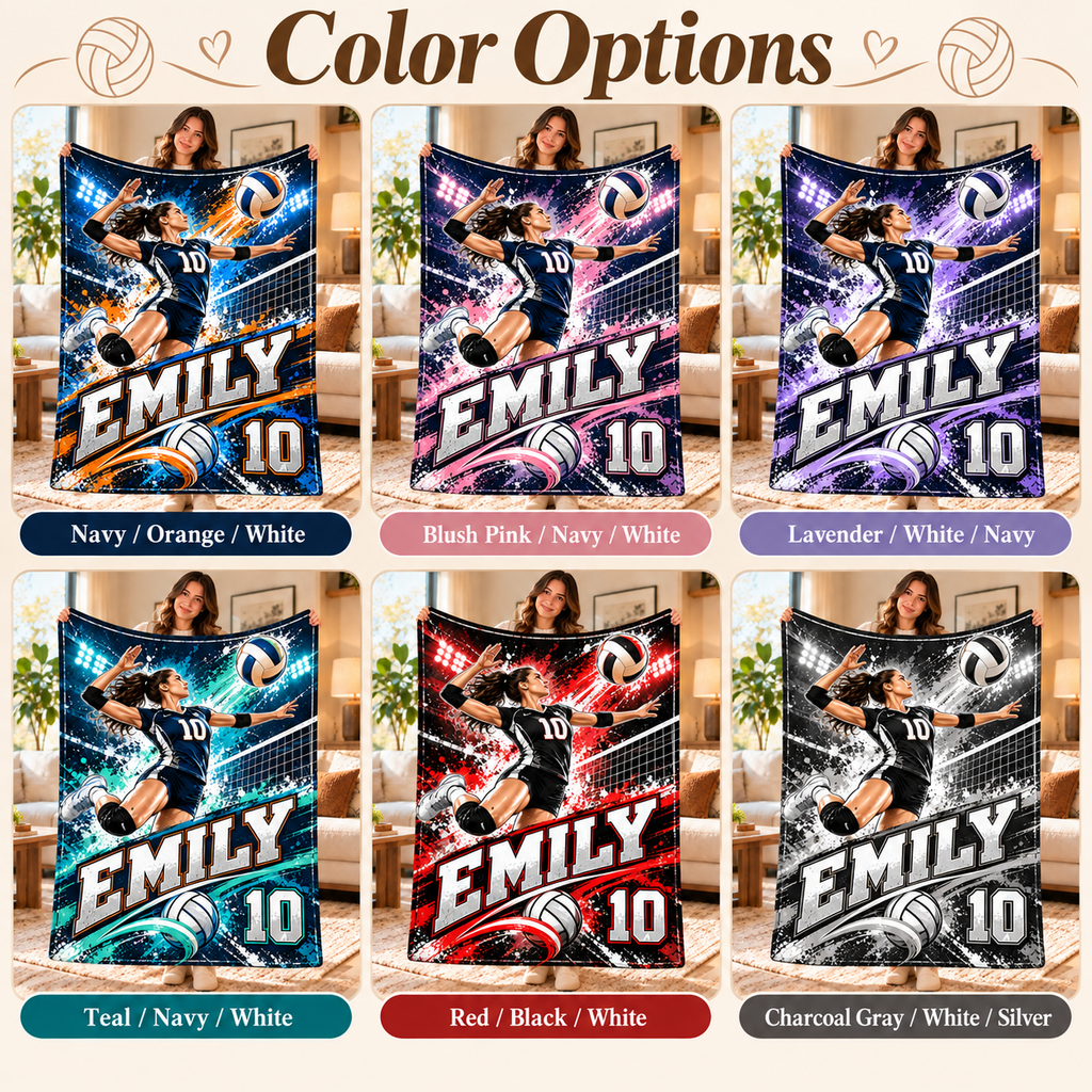 Personalized Volleyball Action Fleece Throw, Game Day Stadium Blanket