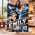Personalized Volleyball Action Fleece Throw, Game Day Stadium Blanket