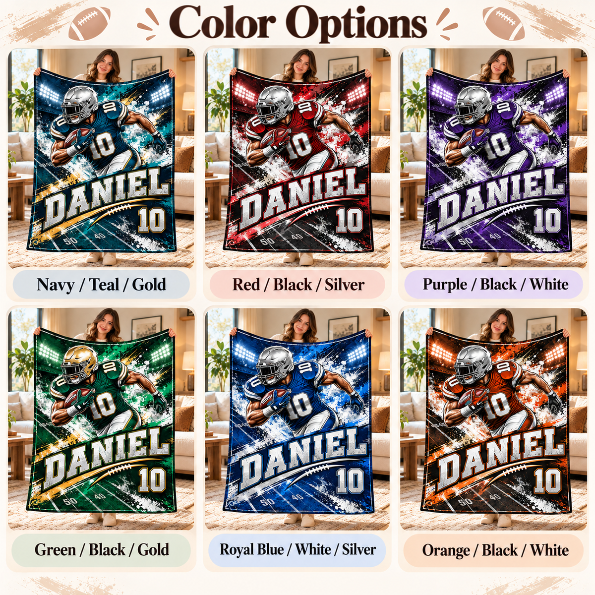 Personalized Volleyball Game Day Blanket, Custom Stadium Fleece Throw