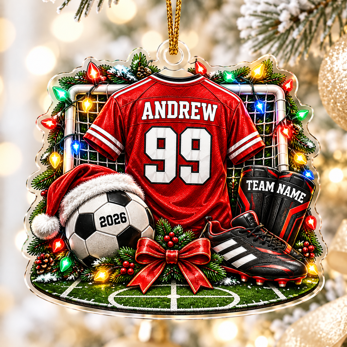 Personalized Soccer Goal Christmas Ornament