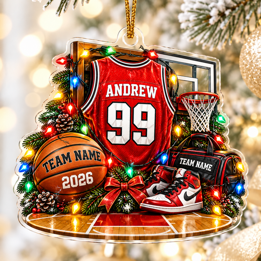 Personalized Basketball Jersey Christmas Ornament