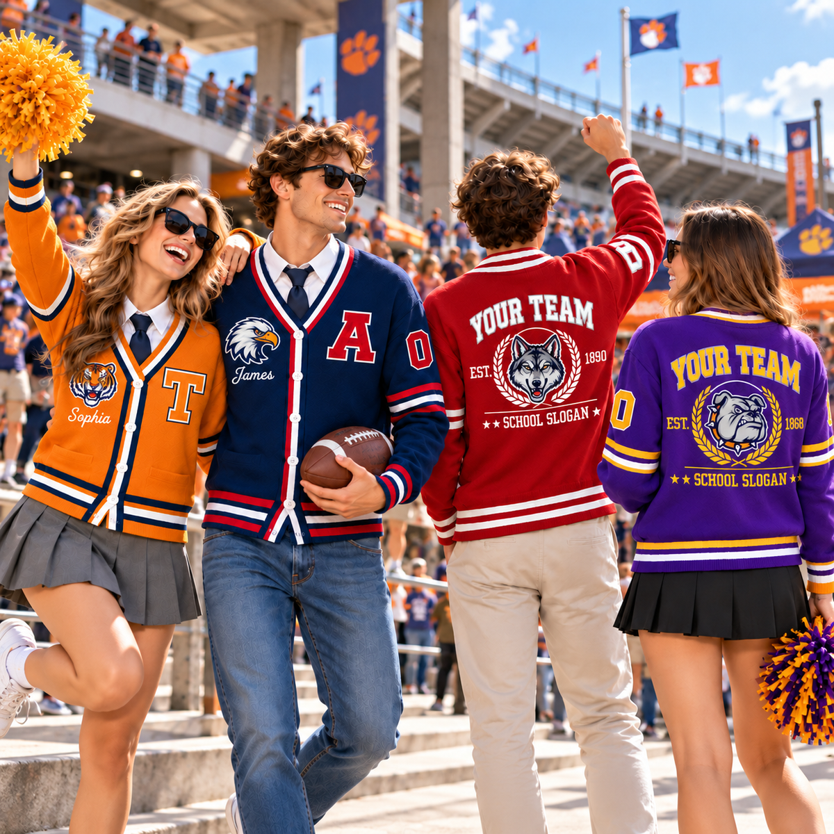Personalized Collegiate Cardigan, Custom Game Day School Spirit Wear