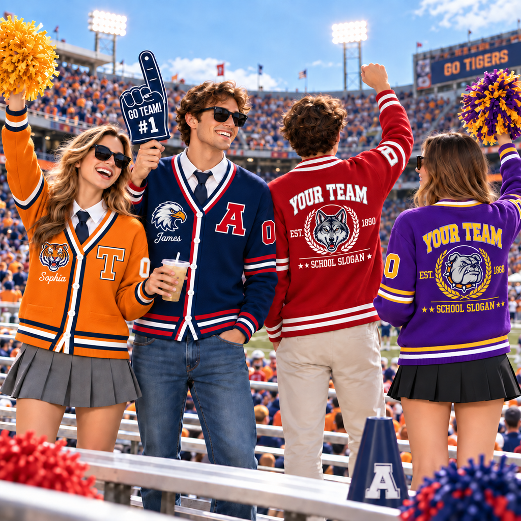 Personalized Collegiate Cardigan, Custom Game Day School Spirit Wear