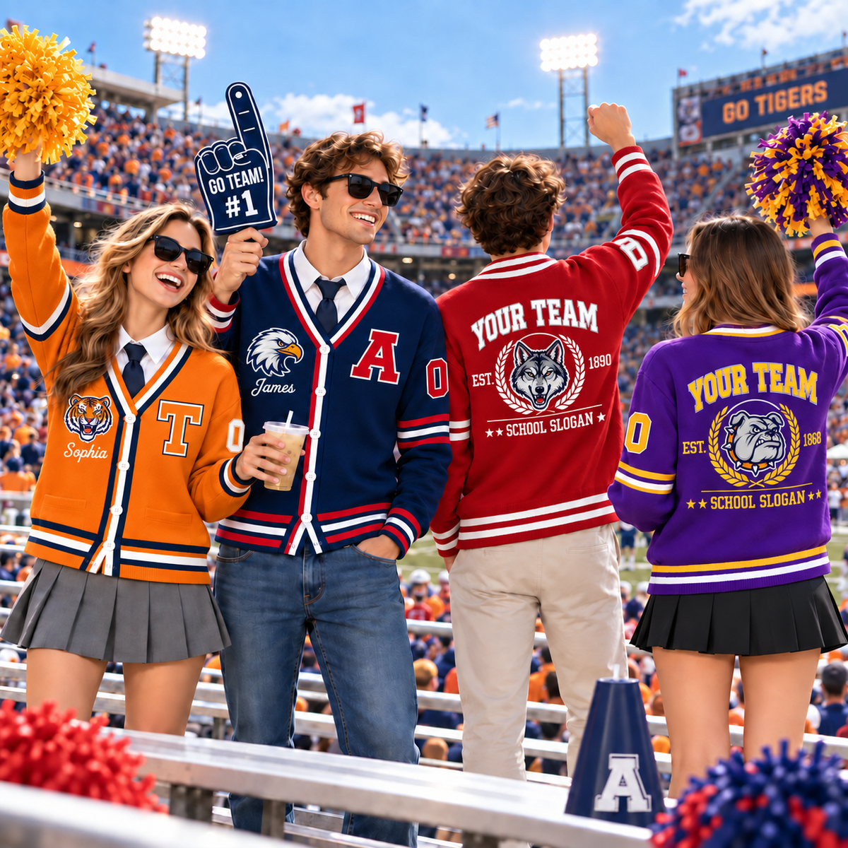 Personalized Collegiate Cardigan, Custom Game Day School Spirit Wear