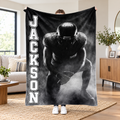 Personalized Football Player Name Blanket, Custom Game Day Fleece Throw