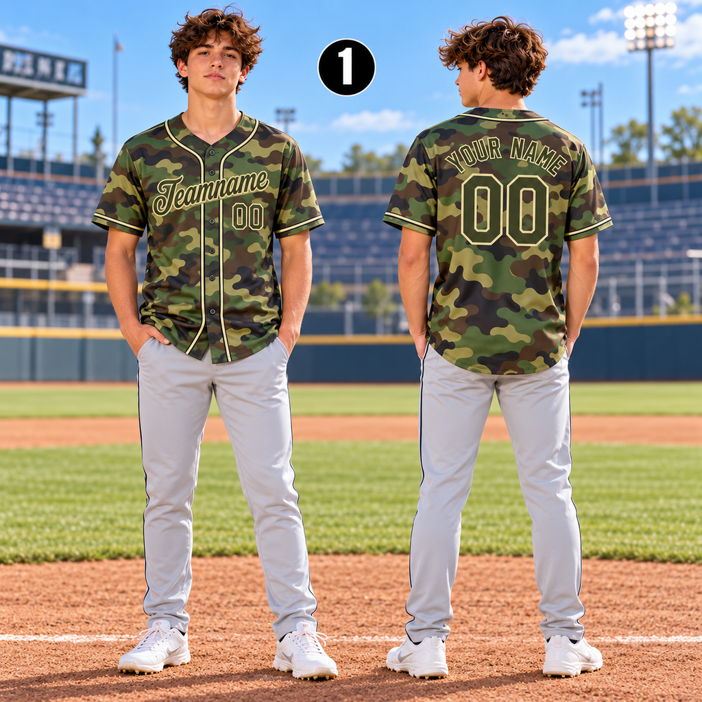 Personalized Camo Baseball Jersey, Proud Team Player & Fan Gift