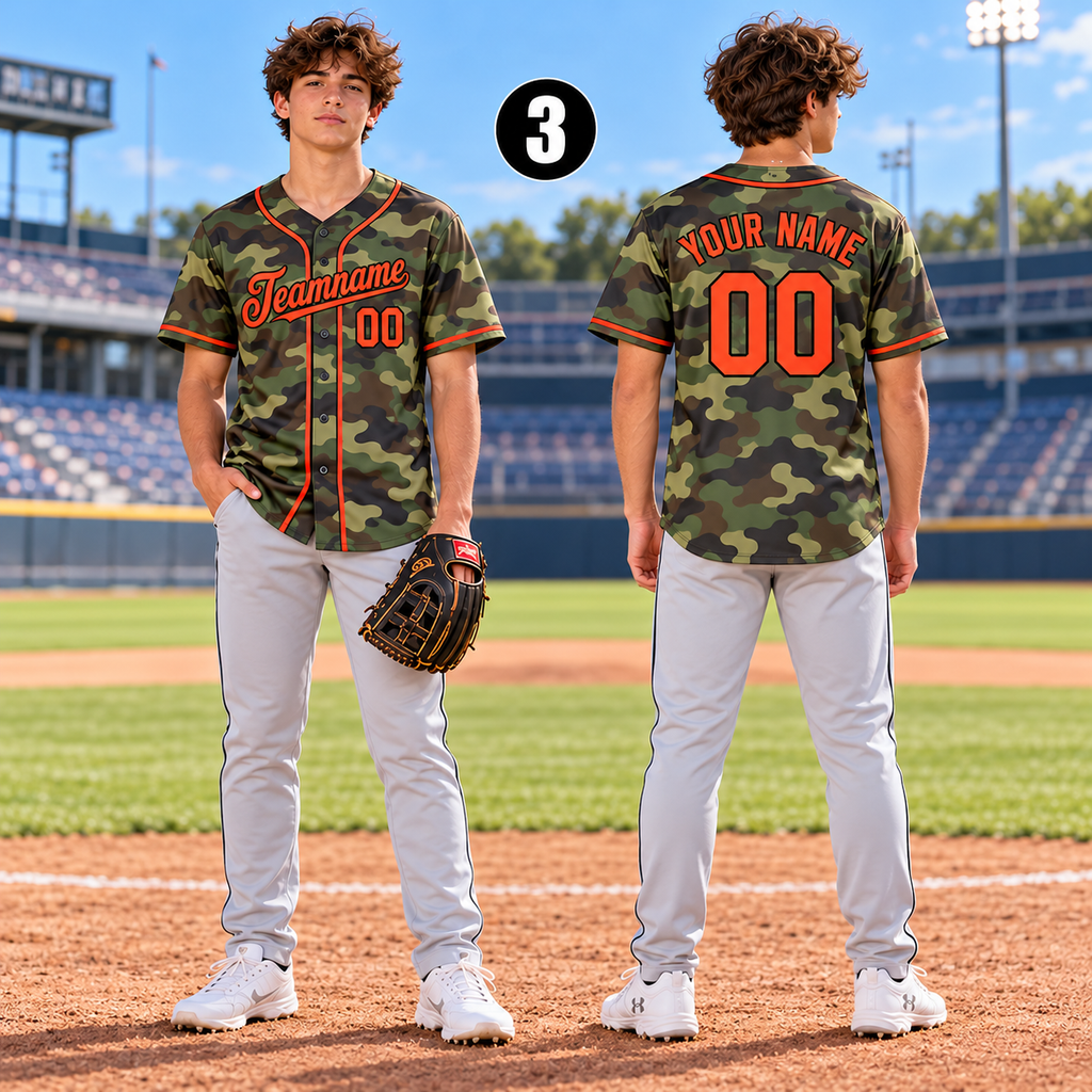 Personalized Camo Baseball Jersey, Proud Team Player & Fan Gift