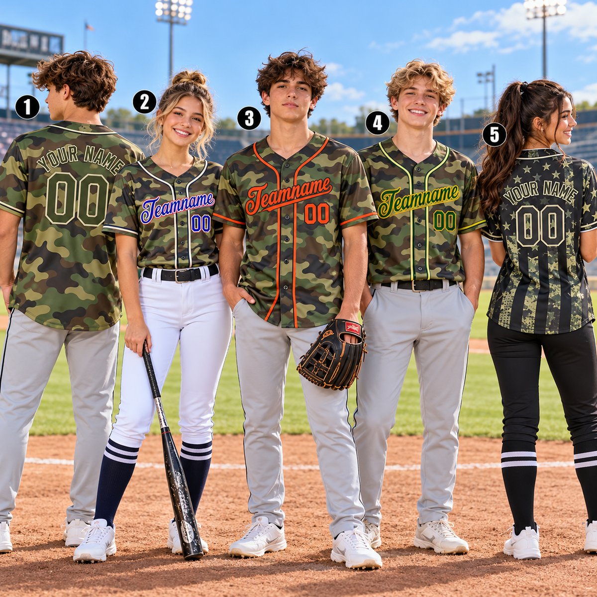 Personalized Camo Baseball Jersey, Proud Team Player & Fan Gift