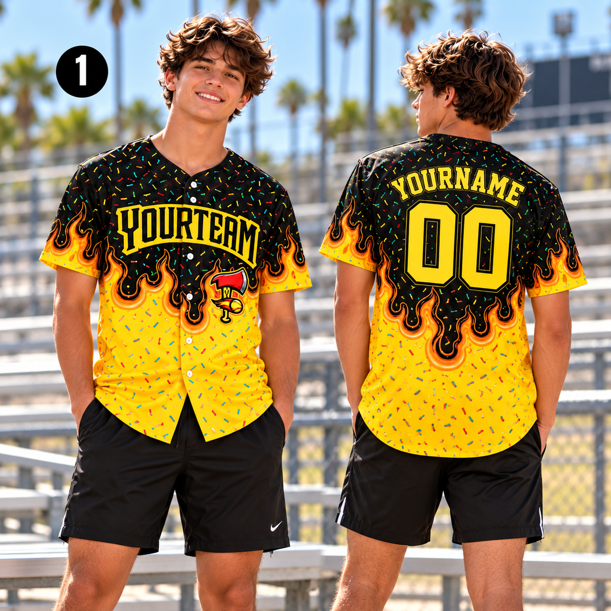 Personalized Fire Flame Baseball Jersey, Custom Player & Fan Gift