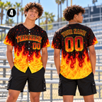 Personalized Fire Flame Baseball Jersey, Custom Player & Fan Gift