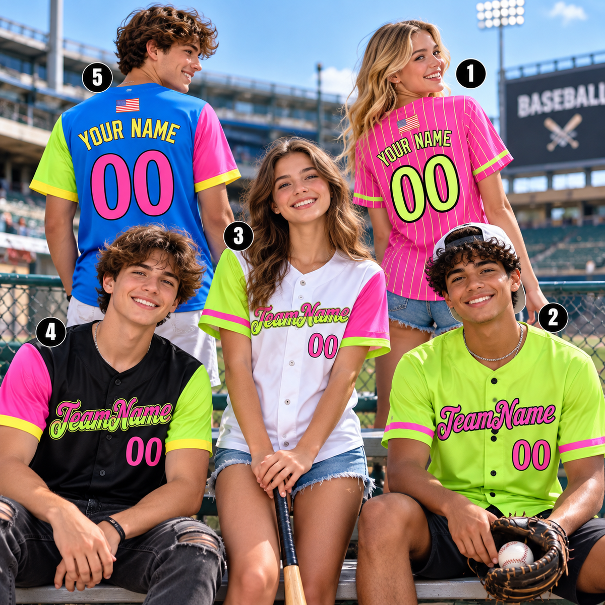 Personalized Neon Baseball Jersey, Proud Player & Team Spirit Gift