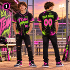 Personalized Neon Baseball Jersey, Game Day Athletic Team Uniform