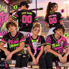 Personalized Neon Baseball Jersey, Game Day Athletic Team Uniform
