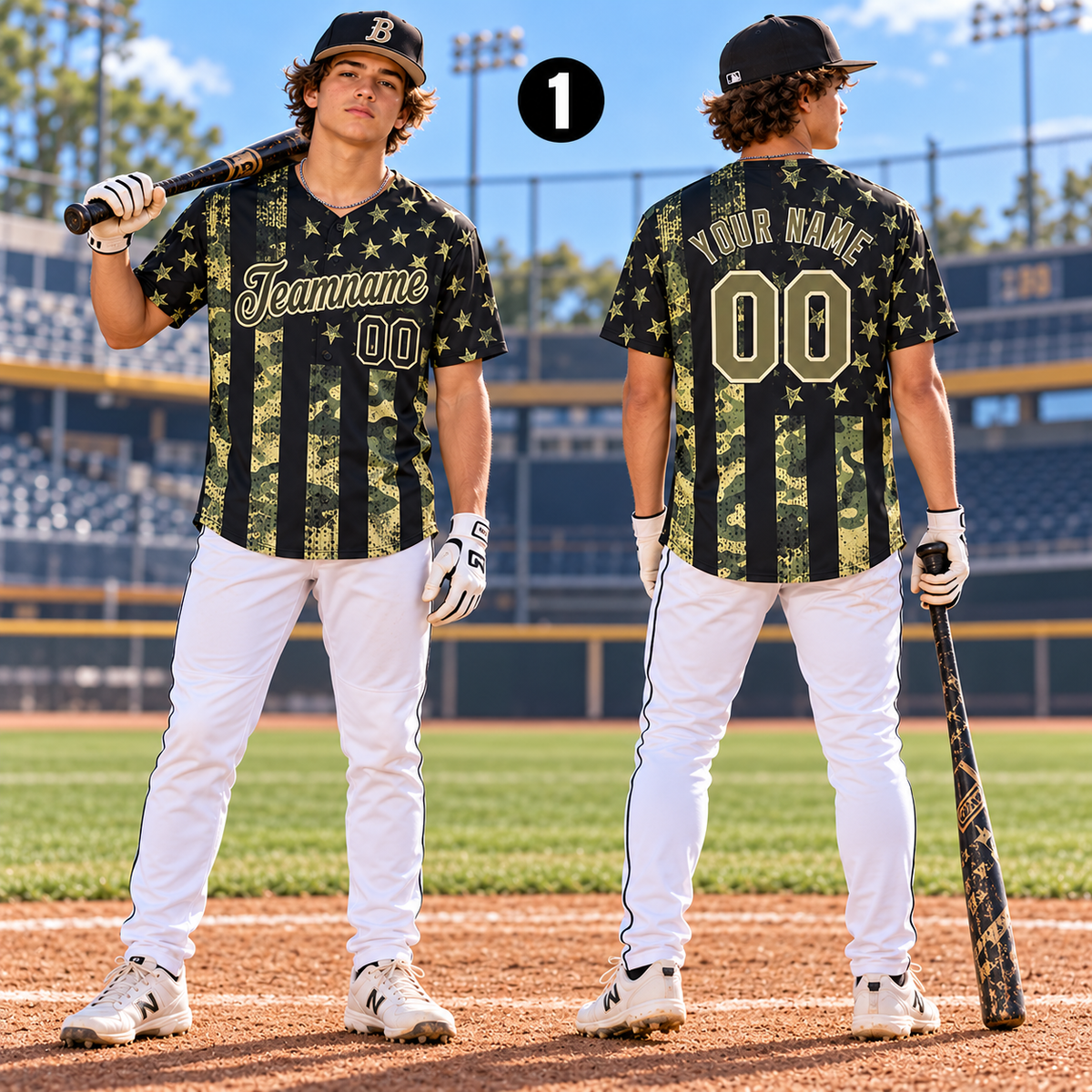Personalized Camo Baseball Jersey, Custom Game Day Team Uniform