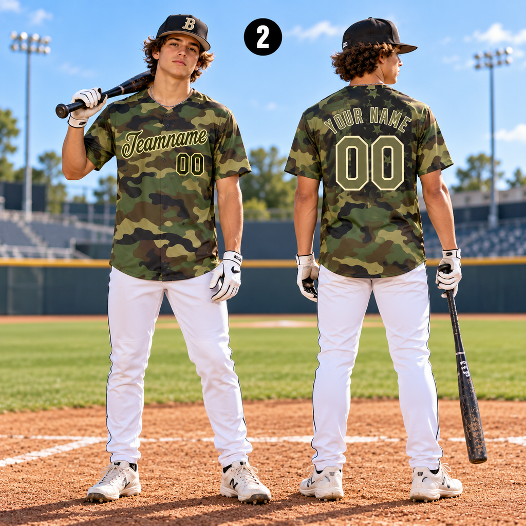 Personalized Camo Baseball Jersey, Custom Game Day Team Uniform