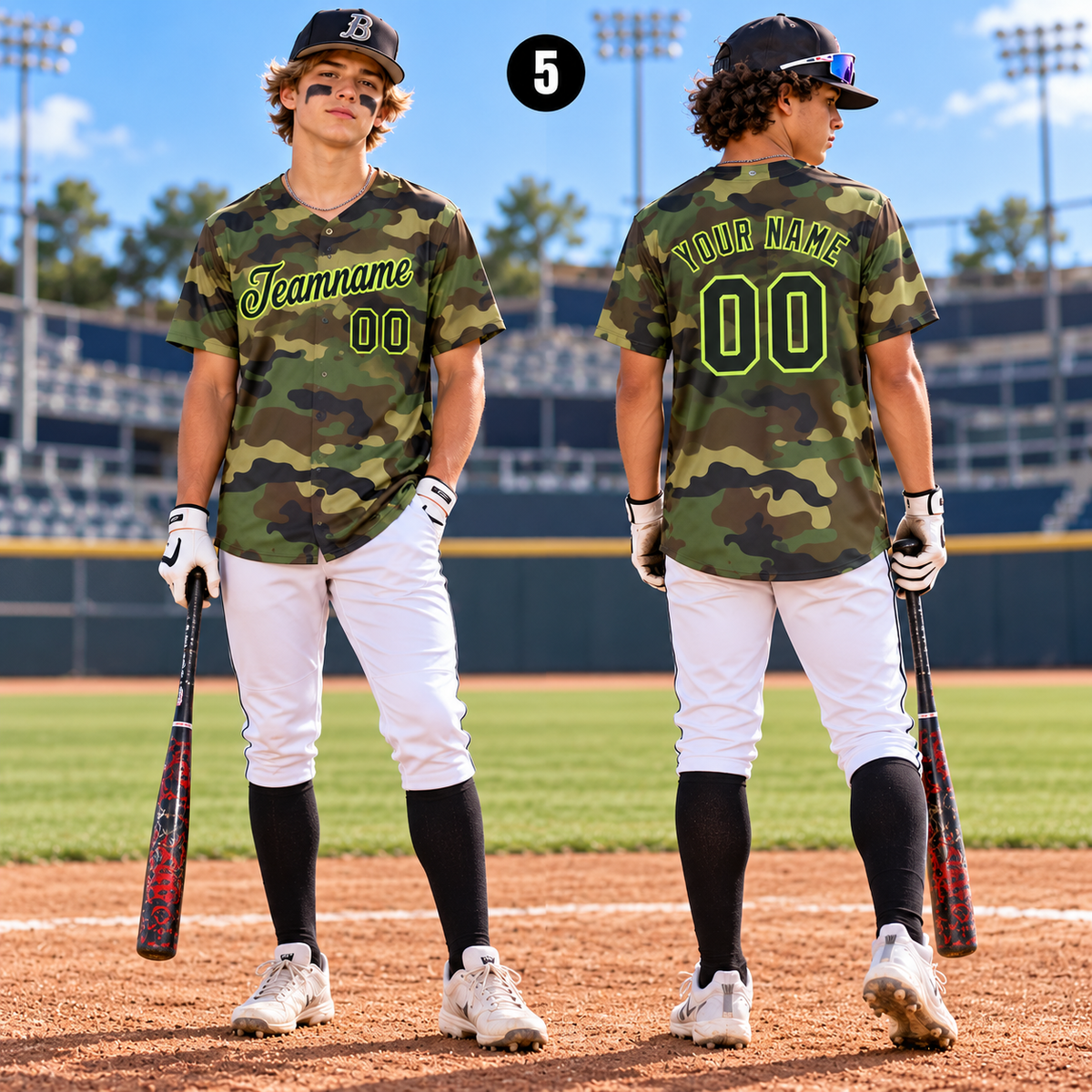 Personalized Camo Baseball Jersey, Custom Game Day Team Uniform