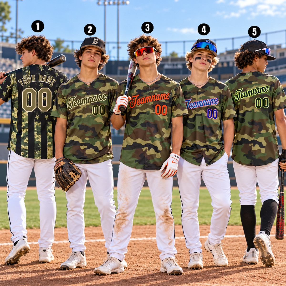 Personalized Camo Baseball Jersey, Custom Game Day Team Uniform