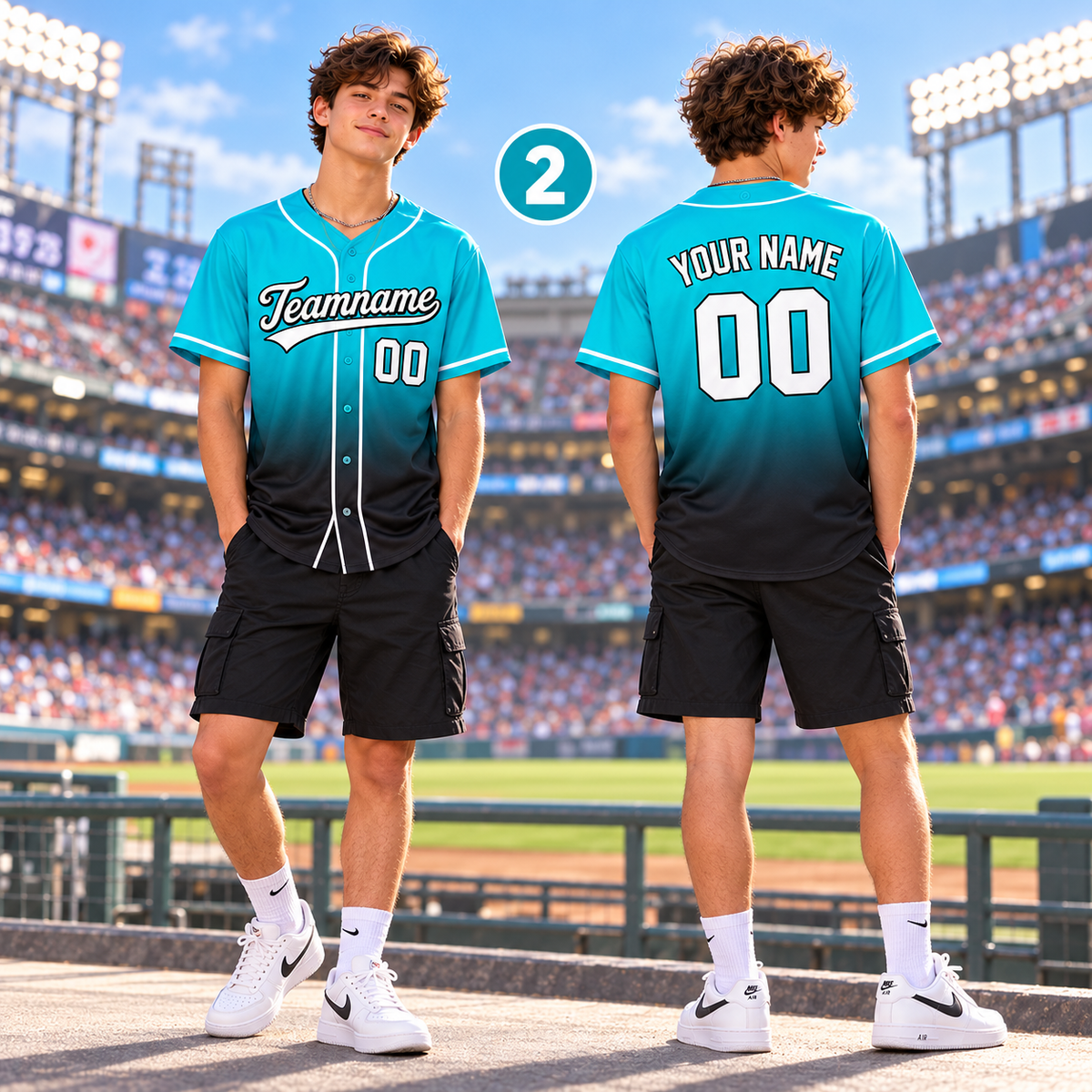 Personalized Ombre Baseball Jersey, Custom Team Spirit Player & Fan Gift