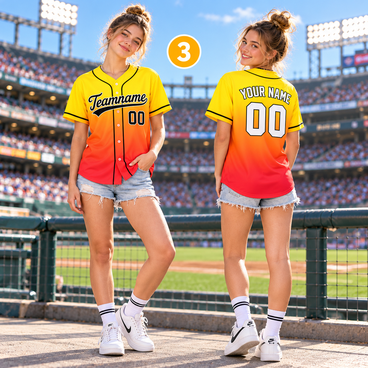 Personalized Ombre Baseball Jersey, Custom Team Spirit Player & Fan Gift