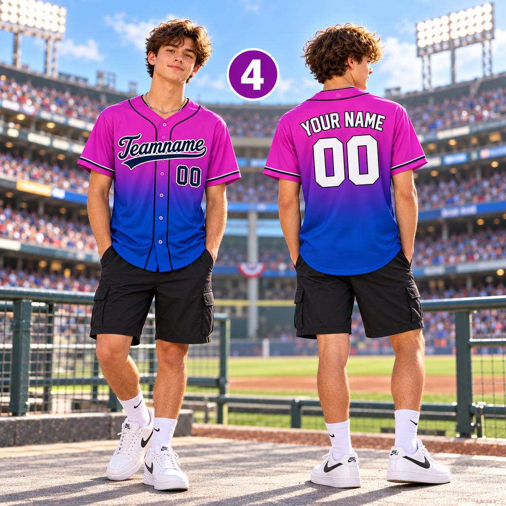 Personalized Ombre Baseball Jersey, Custom Team Spirit Player & Fan Gift