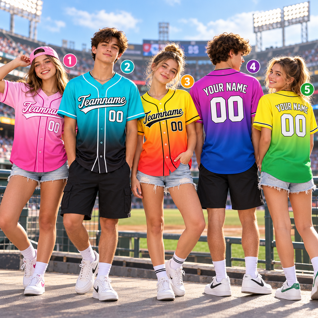 Personalized Ombre Baseball Jersey, Custom Team Spirit Player & Fan Gift
