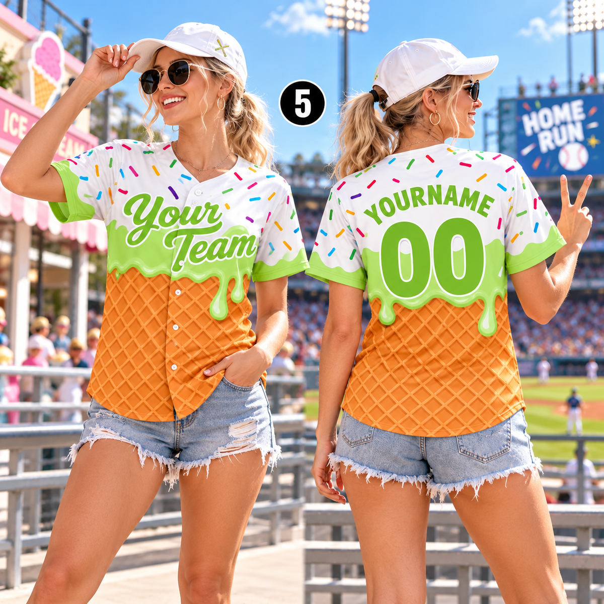 Personalized Ice Cream Drip Baseball Jersey, Game Day Team Spirit Uniform